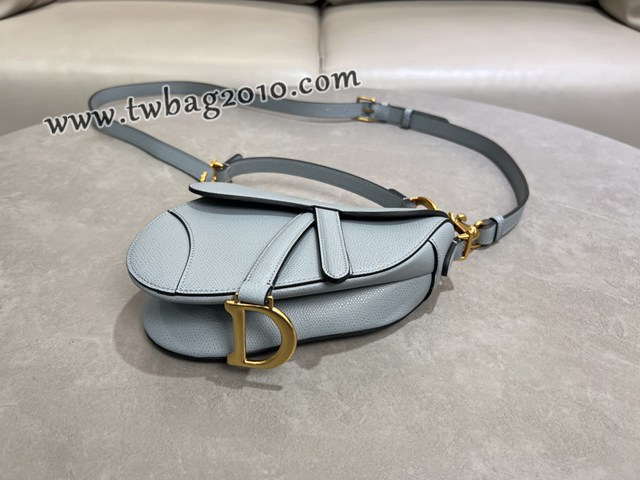 Dior专柜经典马鞍包迪奥高仿原单雾霾蓝小号马鞍包腋下肩背包 djfk1638